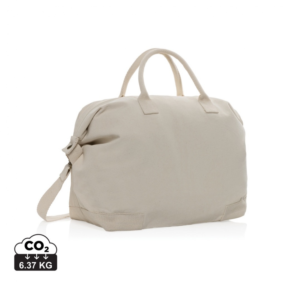 Logotrade advertising products photo of: Kezar AWARE™ 500 gsm recycled canvas deluxe weekend bag
