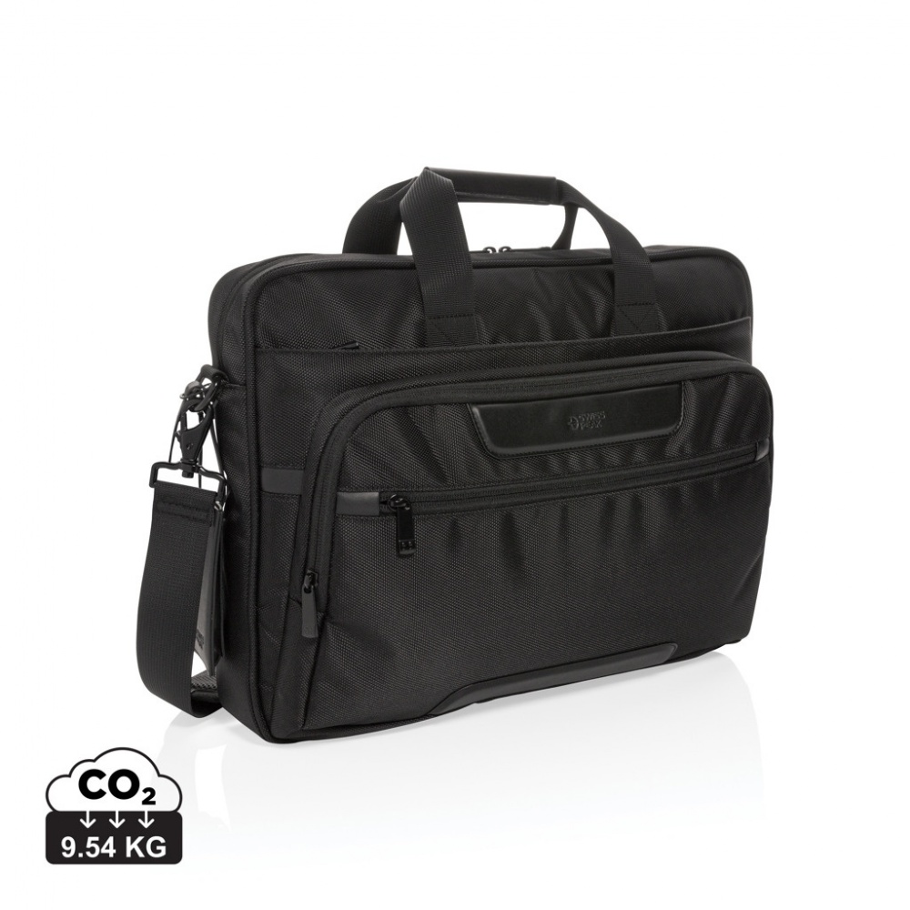 Logotrade promotional item image of: Swiss Peak RPET Voyager RFID 15.6" laptop bag