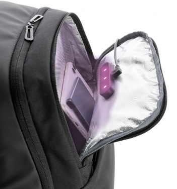 Logo trade promotional giveaway photo of: Swiss Peak laptop backpack with UV-C steriliser pocket