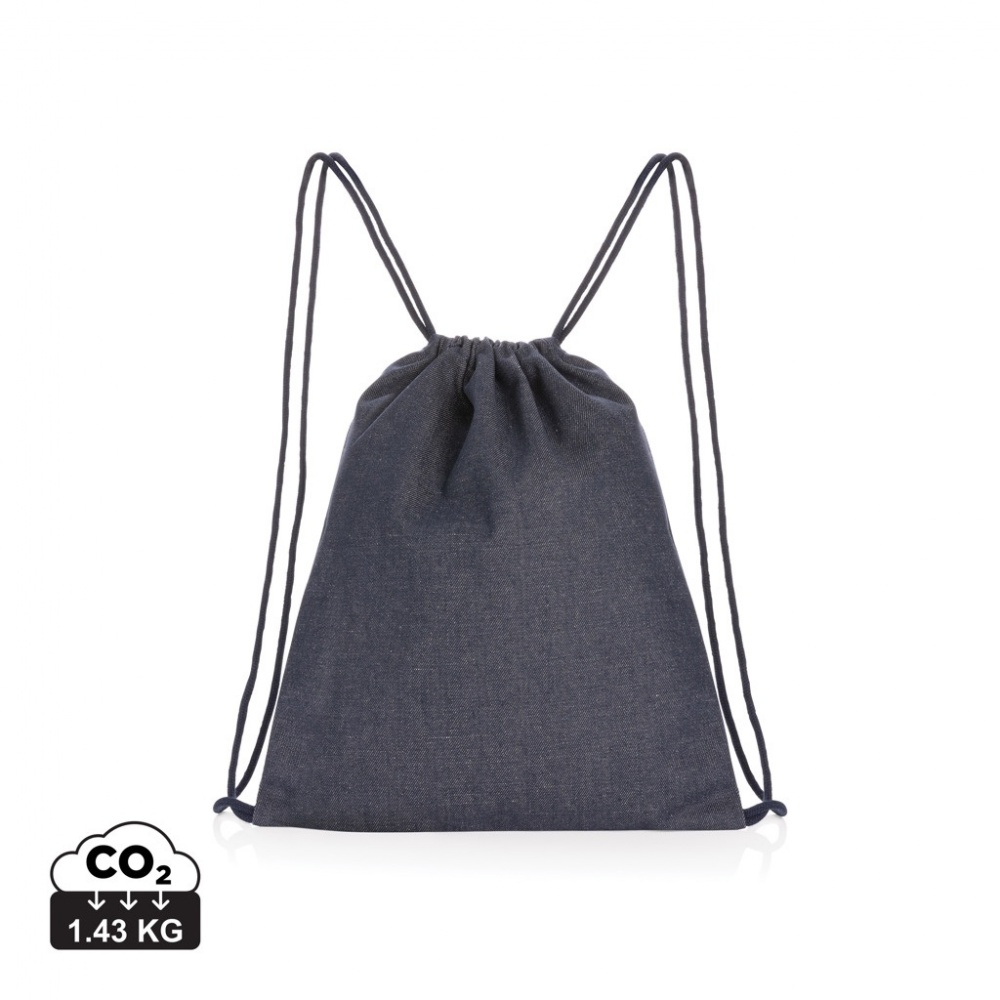 Logotrade corporate gift picture of: Impact AWARE™ recycled denim drawstring backpack