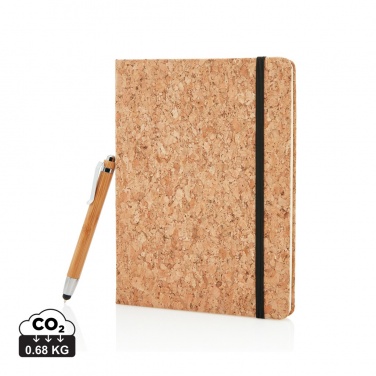 Logotrade promotional item picture of: A5 notebook with bamboo pen including stylus