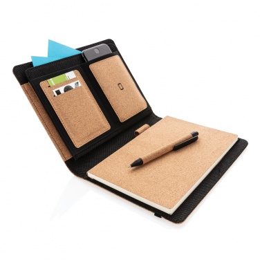 Logo trade promotional gifts image of: Deluxe cork portfolio A5 with pen