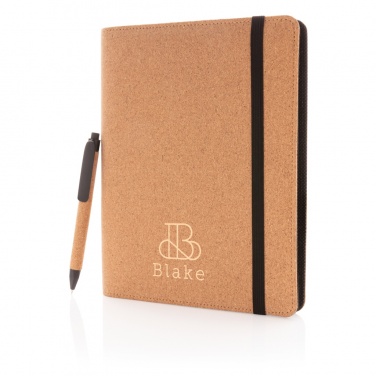 Logo trade promotional merchandise picture of: Deluxe cork portfolio A5 with pen