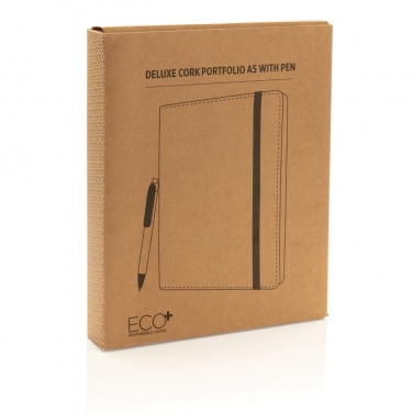 Logo trade promotional merchandise picture of: Deluxe cork portfolio A5 with pen