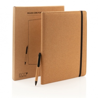 Logo trade advertising products picture of: Deluxe cork portfolio A4 with pen