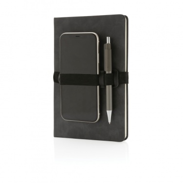Logotrade promotional merchandise image of: Deluxe hardcover PU notebook A5 with phone and pen holder