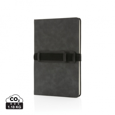 Logotrade business gifts photo of: Deluxe hardcover PU notebook A5 with phone and pen holder