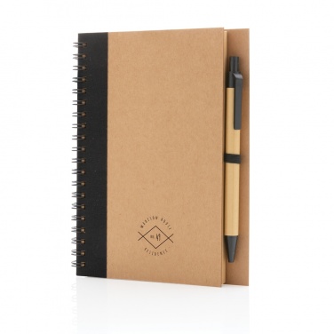 Logo trade corporate gifts picture of: Kraft spiral notebook with pen