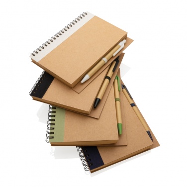 Logo trade business gift photo of: Kraft spiral notebook with pen