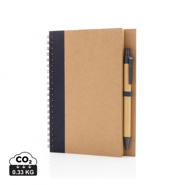 Logo trade promotional item photo of: Kraft spiral notebook with pen
