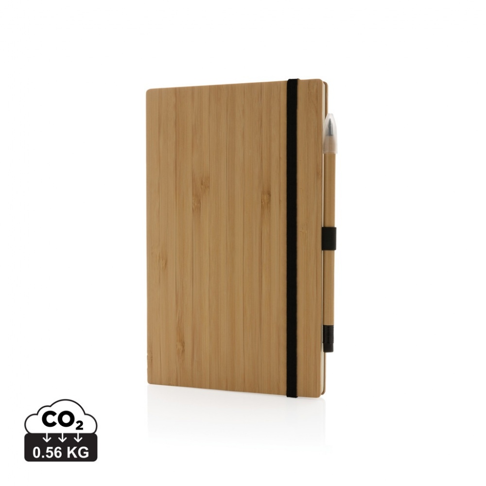 Logo trade corporate gifts image of: Bamboo notebook and infinity pencil set