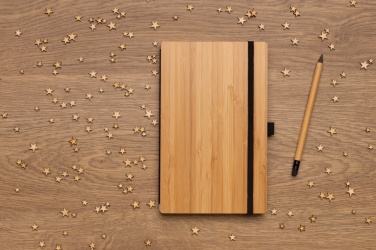 Logo trade advertising product photo of: Bamboo notebook and infinity pencil set