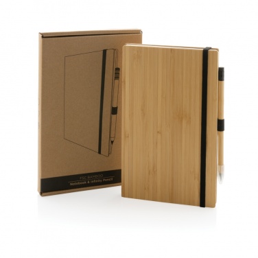 Logo trade advertising products image of: Bamboo notebook and infinity pencil set