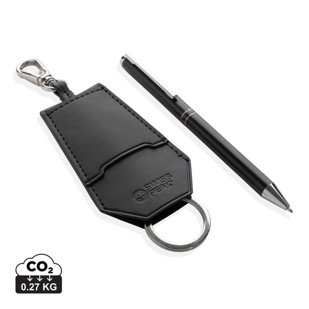 Logotrade promotional item picture of: SP Tula RCS certified recycled PU key holder and pen set