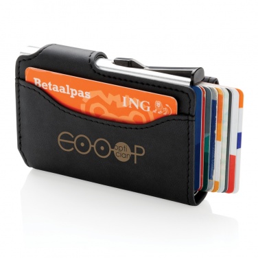 Logo trade promotional items image of: Standard aluminium RFID cardholder with PU wallet