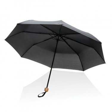 Logo trade business gift photo of: 20.5" Impact AWARE™ RPET 190T Pongee bamboo mini umbrella