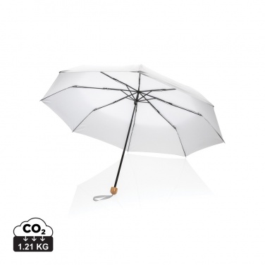 Logo trade advertising products picture of: 20.5" Impact AWARE™ RPET 190T Pongee bamboo mini umbrella