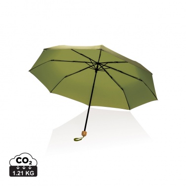 Logo trade promotional item photo of: 20.5" Impact AWARE™ RPET 190T Pongee bamboo mini umbrella