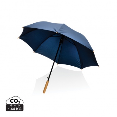 Logo trade business gifts image of: 23" Impact AWARE™ RPET 190T auto open bamboo umbrella