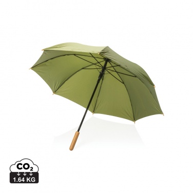 Logo trade promotional item photo of: 23" Impact AWARE™ RPET 190T auto open bamboo umbrella