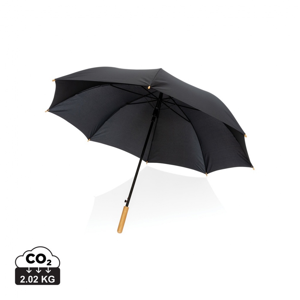 Logo trade promotional merchandise picture of: 27" Impact AWARE™ RPET 190T auto open bamboo umbrella