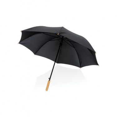 Logo trade promotional item photo of: 27" Impact AWARE™ RPET 190T auto open bamboo umbrella