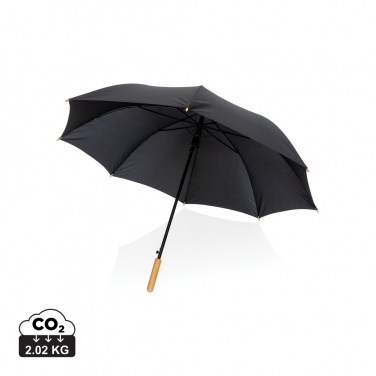 Logo trade advertising products picture of: 27" Impact AWARE™ RPET 190T auto open bamboo umbrella