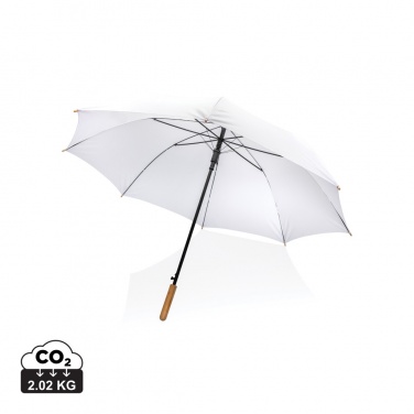 Logotrade advertising product picture of: 27" Impact AWARE™ RPET 190T auto open bamboo umbrella