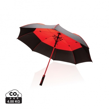 Logo trade business gifts image of: 27" Impact AWARE™ RPET 190T auto open stormproof umbrella