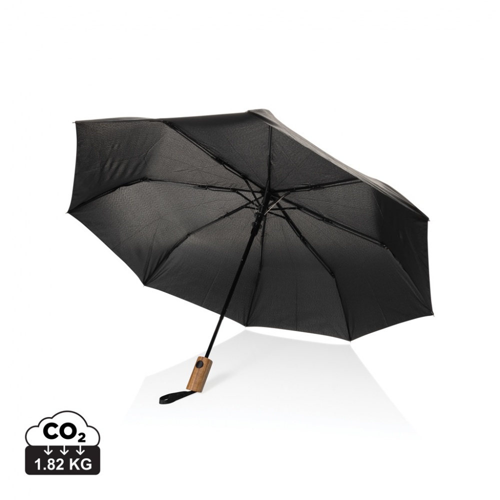 Logotrade promotional products photo of: Kaycey 21" AWARE™ RPET Acacia wood mini auto open umbrella