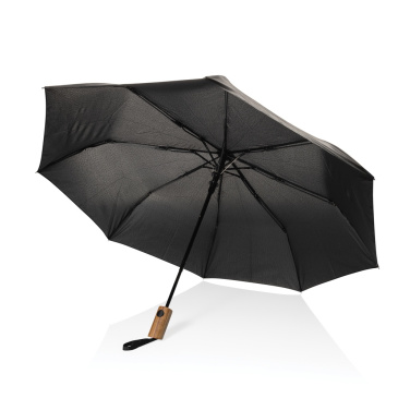 Logotrade advertising product picture of: Kaycey 21" AWARE™ RPET Acacia wood mini auto open umbrella