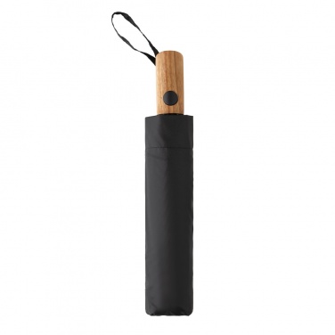 Logotrade business gift image of: Kaycey 21" AWARE™ RPET Acacia wood mini auto open umbrella