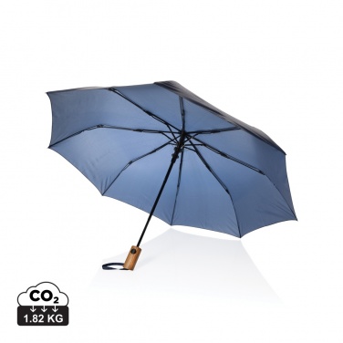 Logotrade advertising product picture of: Kaycey 21" AWARE™ RPET Acacia wood mini auto open umbrella