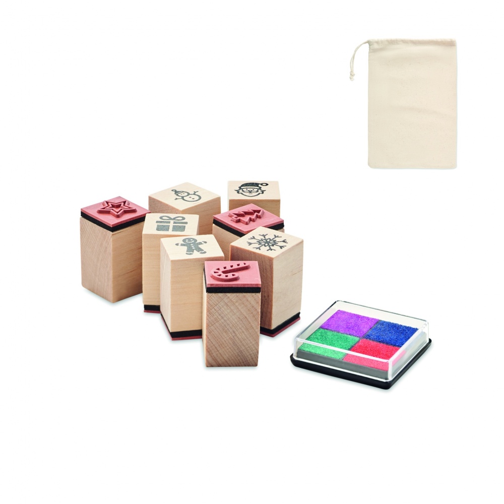 Logotrade advertising products photo of: 8 wooden Christmas stamps set