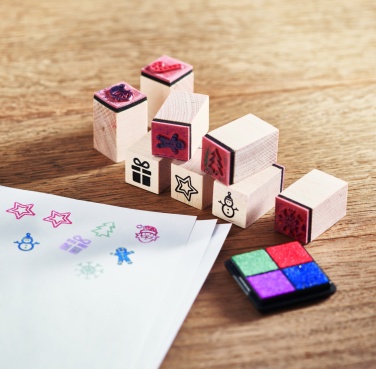 Logotrade corporate gift image of: 8 wooden Christmas stamps set