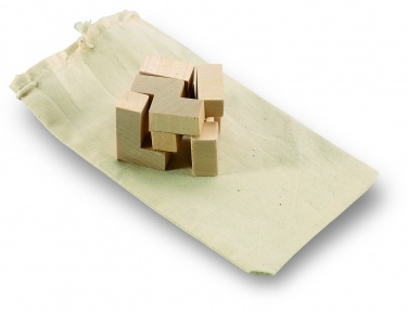 Logo trade corporate gift photo of: Wooden puzzle in cotton pouch