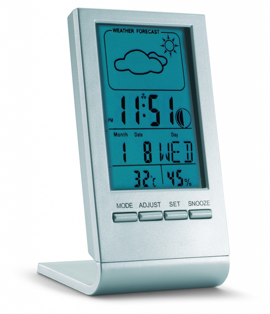 Logo trade promotional gifts picture of: Weather station with blue LCD