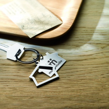 Logotrade promotional giveaway picture of: Metal key ring house shape Jyvaskyla