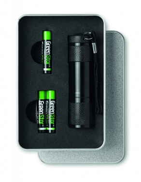 Logo trade corporate gifts image of: LED torch in tin box