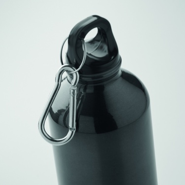 Logo trade promotional giveaways image of: 500 ml single-walled water bottle made of recycled aluminum with a carabiner