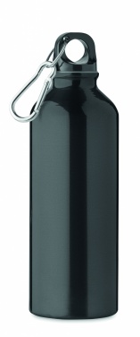 Logo trade business gift photo of: 500 ml single-walled water bottle made of recycled aluminum with a carabiner