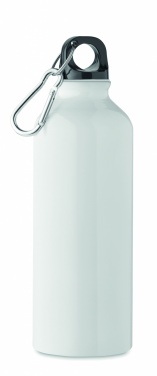 Logo trade advertising products image of: 500 ml single-walled water bottle made of recycled aluminum with a carabiner