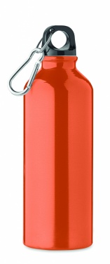 Logotrade promotional item image of: 500 ml single-walled water bottle made of recycled aluminum with a carabiner