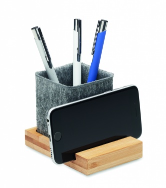 Logo trade promotional items picture of: RPET felt pen pot phone stand