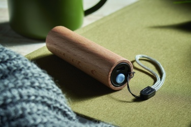 Logo trade promotional giveaways picture of: Beech wood rechargeable torch