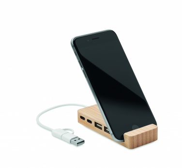 Logotrade business gift image of: Bamboo USB 4 ports hub