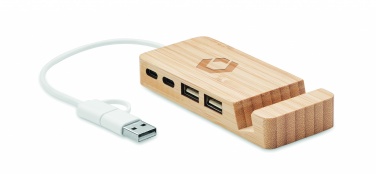 Logo trade advertising product photo of: Bamboo USB 4 ports hub