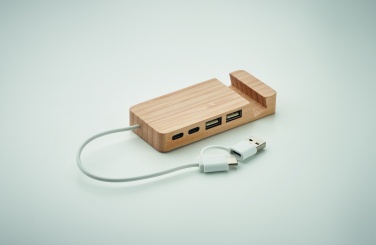 Logo trade promotional item photo of: Bamboo USB 4 ports hub