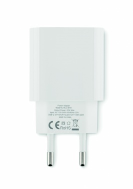Logotrade advertising product picture of: 20W 2 port USB charger EU plug