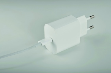 Logo trade promotional giveaways picture of: 20W 2 port USB charger EU plug